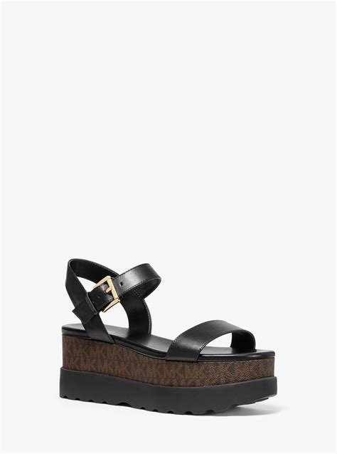 michael michael kors marlon flatform|Marlon Leather and Logo Flatform Sandal .